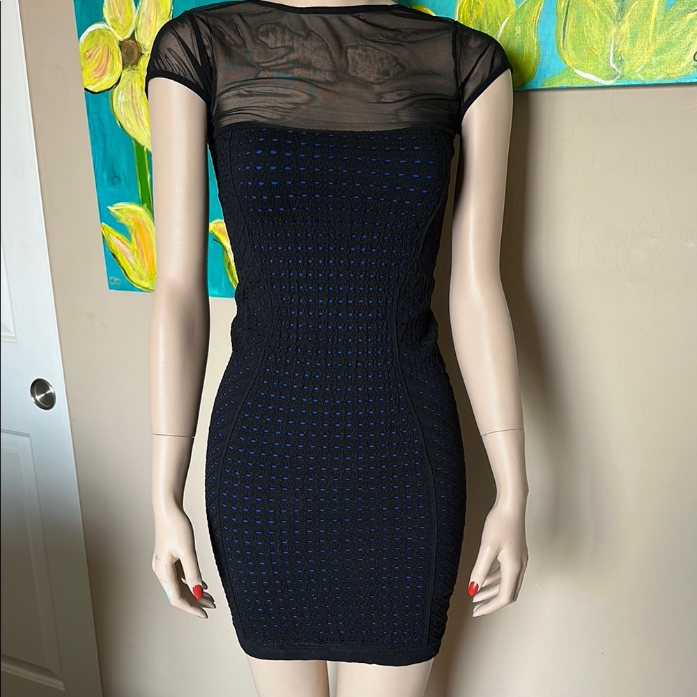 Poof! Black and Blue Mini Dress